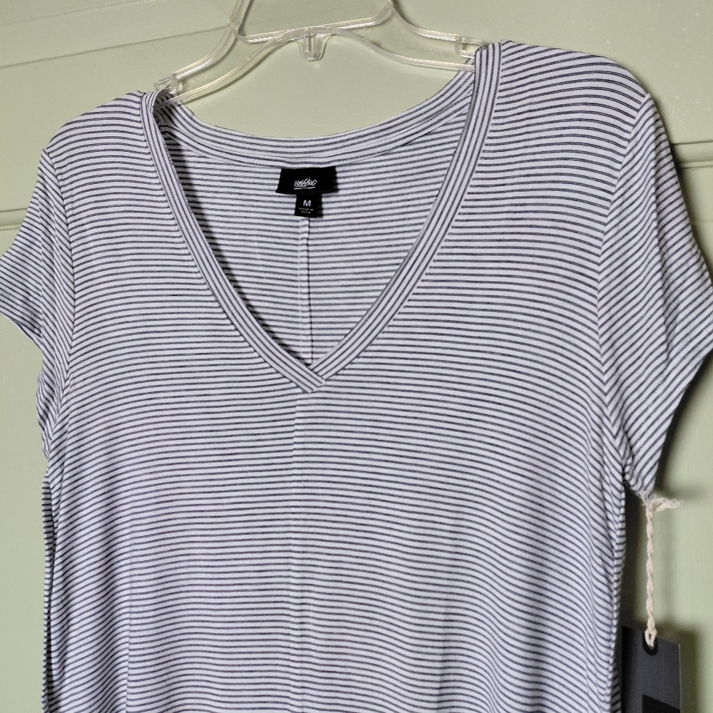 Missimo Black & White Striped Short Sleve Shirt Size M- NWT - Picture 5 of 6